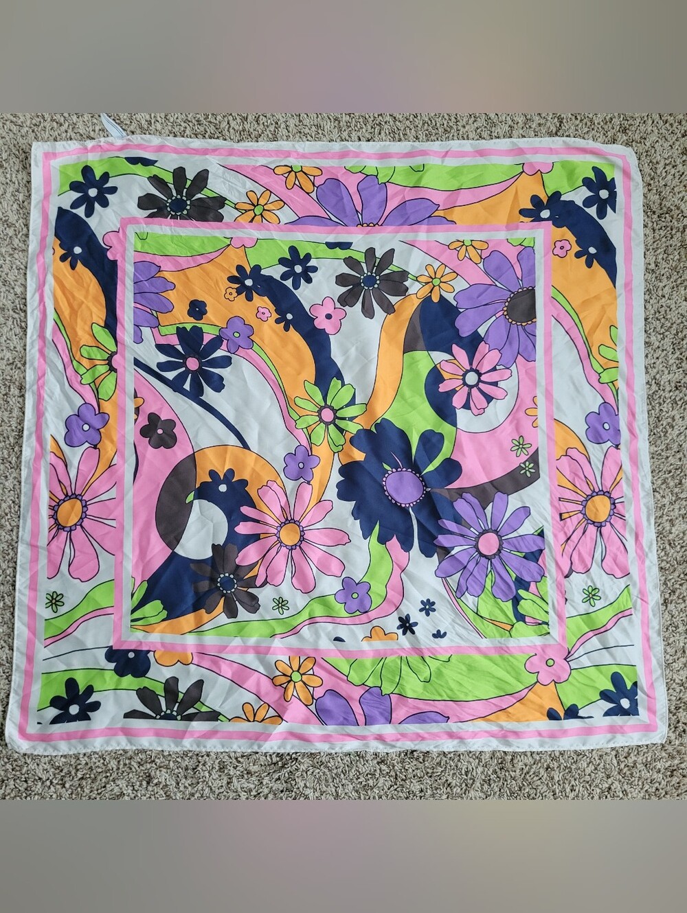 Urban Outfitters Scarf Bandana Shirt Top Flower Floral Satin Purple Pink Square